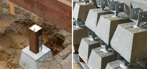 how to use concrete pier block with metal bracket|pier block with adjustable bracket.